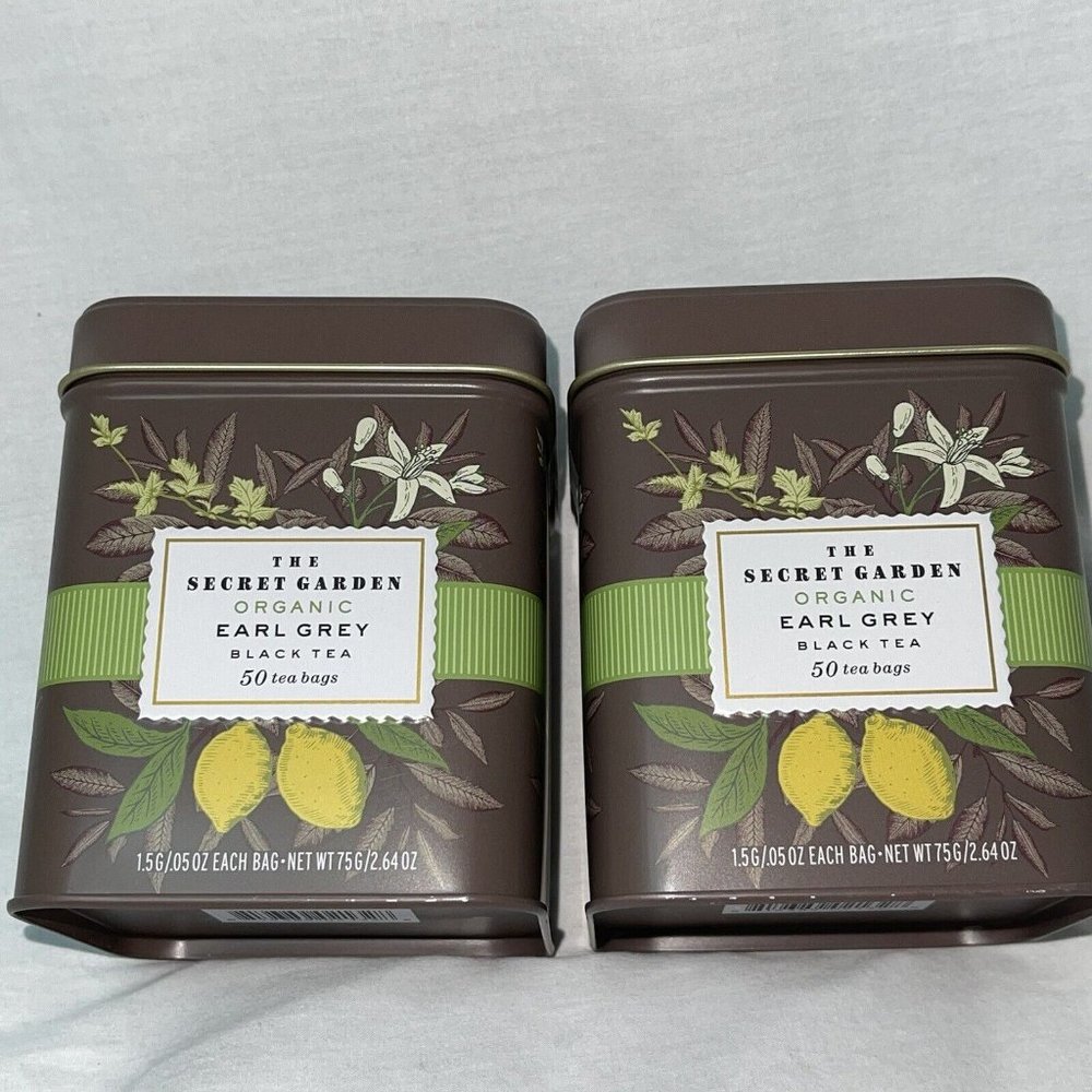 2 New The Secret Garden USDA Organic Earl Grey Black Tea 50 Tea Bags Each
